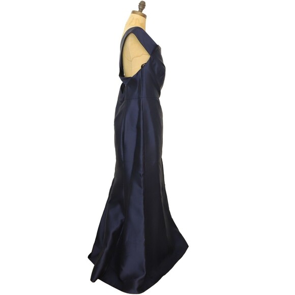 Alfred Sung Criss Cross Off Shoulder Sateen Gown 16 Midnight Blue NWT B74 - Picture 3 of 6